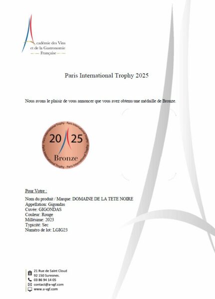 Paris International Trophy 2025 : Bronze Medal for Gigondas 2023 !